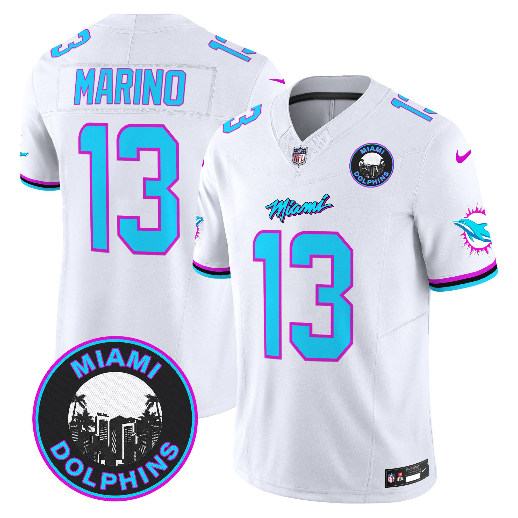 Men Miami Dolphins #13 Marino White 2024 Nike Vapor Limited NFL Jersey